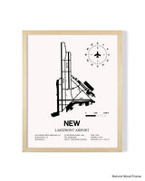 Detailed Airport Map of Lakefront Airport (NEW) in White with a Natural Frame