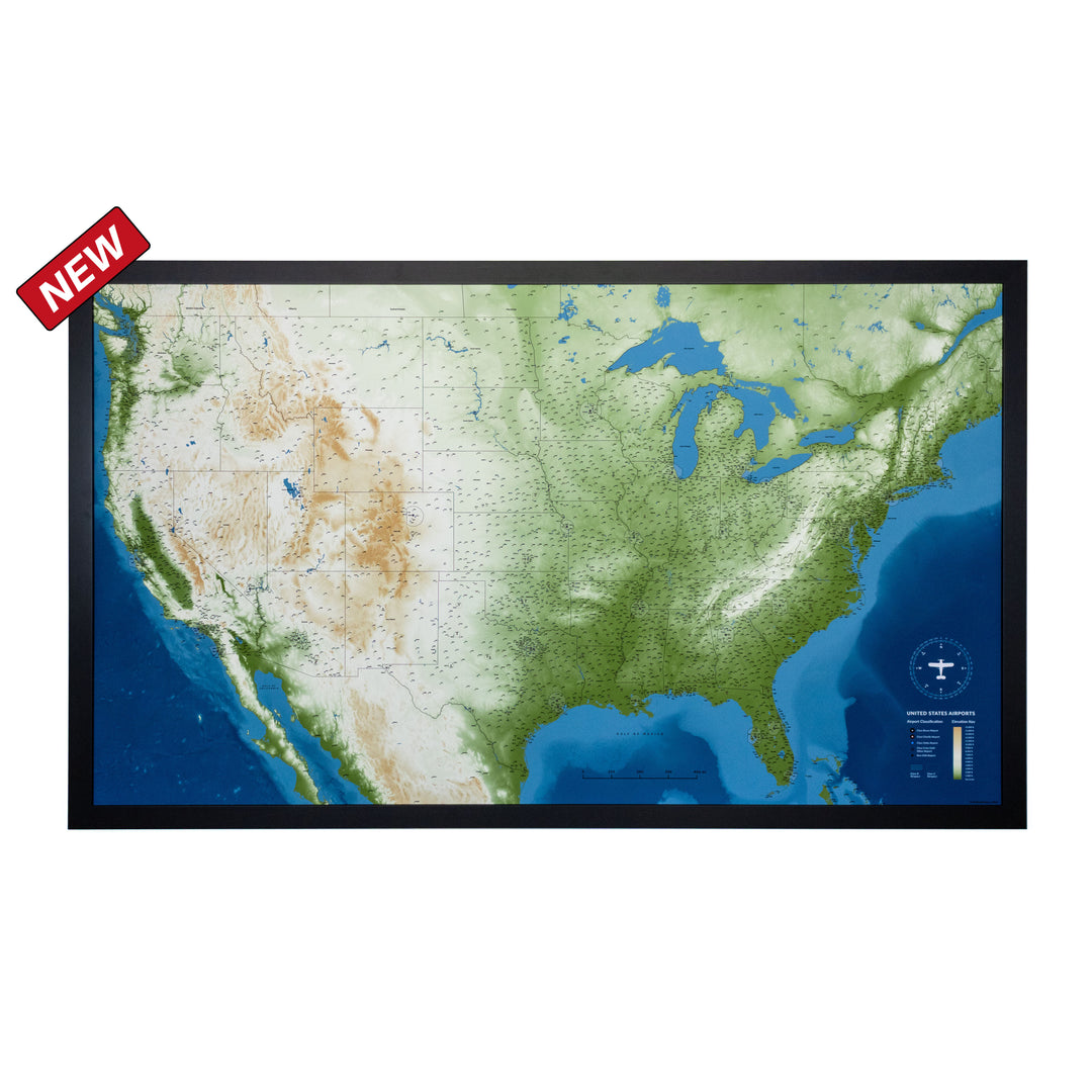 United States Airports Push Pin Map