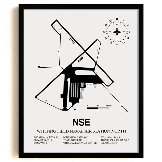Whiting Field Naval Air Station North (NSE) Framed Detailed Airport Map ...