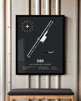 Framed Detailed Airport Map of Fall River Mills Airport (O89) in Gray with a Black Frame