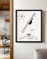 Framed Detailed Airport Map of Fall River Mills Airport (O89) in White with a Black Frame
