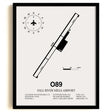 Framed Detailed Airport Map of Fall River Mills Airport (O89) in White with a Black Frame