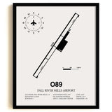 Framed Detailed Airport Map of Fall River Mills Airport (O89) in White with a Black Frame