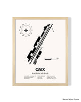 Detailed Airport Map of Bagram Air Base (OAIX) in White with a Natural Frame