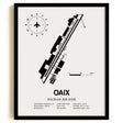 Framed Detailed Airport Map of Bagram Air Base (OAIX) in White with a Black Frame