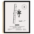 Framed Detailed Airport Map of Nacogdoches A. L. Mangham Jr. Regional Airport (OCH) in White with a Black Frame