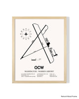 Detailed Airport Map of Washington - Warren Airport (OCW) in White with a Natural Frame