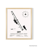 Detailed Airport Map of Hanover County Municipal Airport (OFP) in White with a Natural Frame
