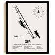Framed Detailed Airport Map of Hanover County Municipal Airport (OFP) in White with a Black Frame