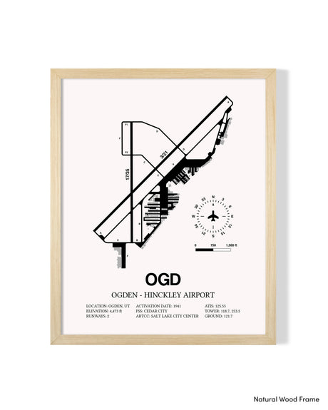 Detailed Airport Map of Ogden Hinckley Airport (OGD) in White with a Natural Frame