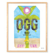 Framed Watercolor Print of Kahului Airport (OGG) with an Oak Frame
