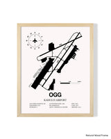 Detailed Airport Map of Kahului Airport (OGG) in White with a Natural Frame