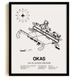 Framed Detailed Airport Map of Ali Al Salem Air Base (OKAS) in White with a Black Frame