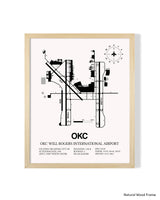 Detailed Airport Map of OKC Will Rogers International Airport (OKC) in White with a Natural Frame
