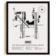 Framed Detailed Airport Map of OKC Will Rogers International Airport (OKC) in White with a Black Frame