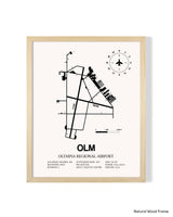 Detailed Airport Map of Olympia Regional Airport (OLM) in White with a Natural Frame