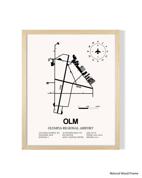Detailed Airport Map of Olympia Regional Airport (OLM) in White with a Natural Frame