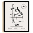 Framed Detailed Airport Map of Olympia Regional Airport (OLM) in White with a Black Frame