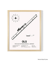 Detailed Airport Map of Nogales International Airport (OLS) in White with a Natural Frame