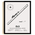 Framed Detailed Airport Map of Nogales International Airport (OLS) in White with a Black Frame