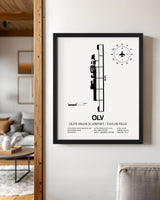 Framed Detailed Airport Map of Olive Branch Airport/Taylor Field (OLV) in White with a Black Frame