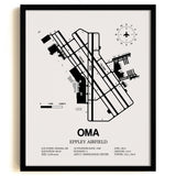 OMA Airport Map, Eppley Airfield Print