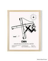 Detailed Airport Map of Ormond Beach Municipal Airport (OMN) in White with a Natural Frame