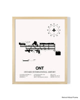 Detailed Airport Map of Ontario International Airport (ONT) in White with a Natural Frame