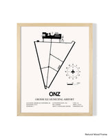 Detailed Airport Map of Grosse Ile Municipal Airport (ONZ) in White with a Natural Frame