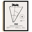 Framed Detailed Airport Map of Grosse Ile Municipal Airport (ONZ) in White with a Black Frame