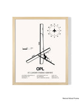 Detailed Airport Map of St. Landry Parish Airport (OPL) in White with a Natural Frame