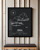 Framed Detailed Airport Map of Al Asad Air Base (ORAA) in Gray with a Black Frame