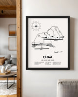 Framed Detailed Airport Map of Al Asad Air Base (ORAA) in White with a Black Frame