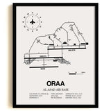 Framed Detailed Airport Map of Al Asad Air Base (ORAA) in White with a Black Frame