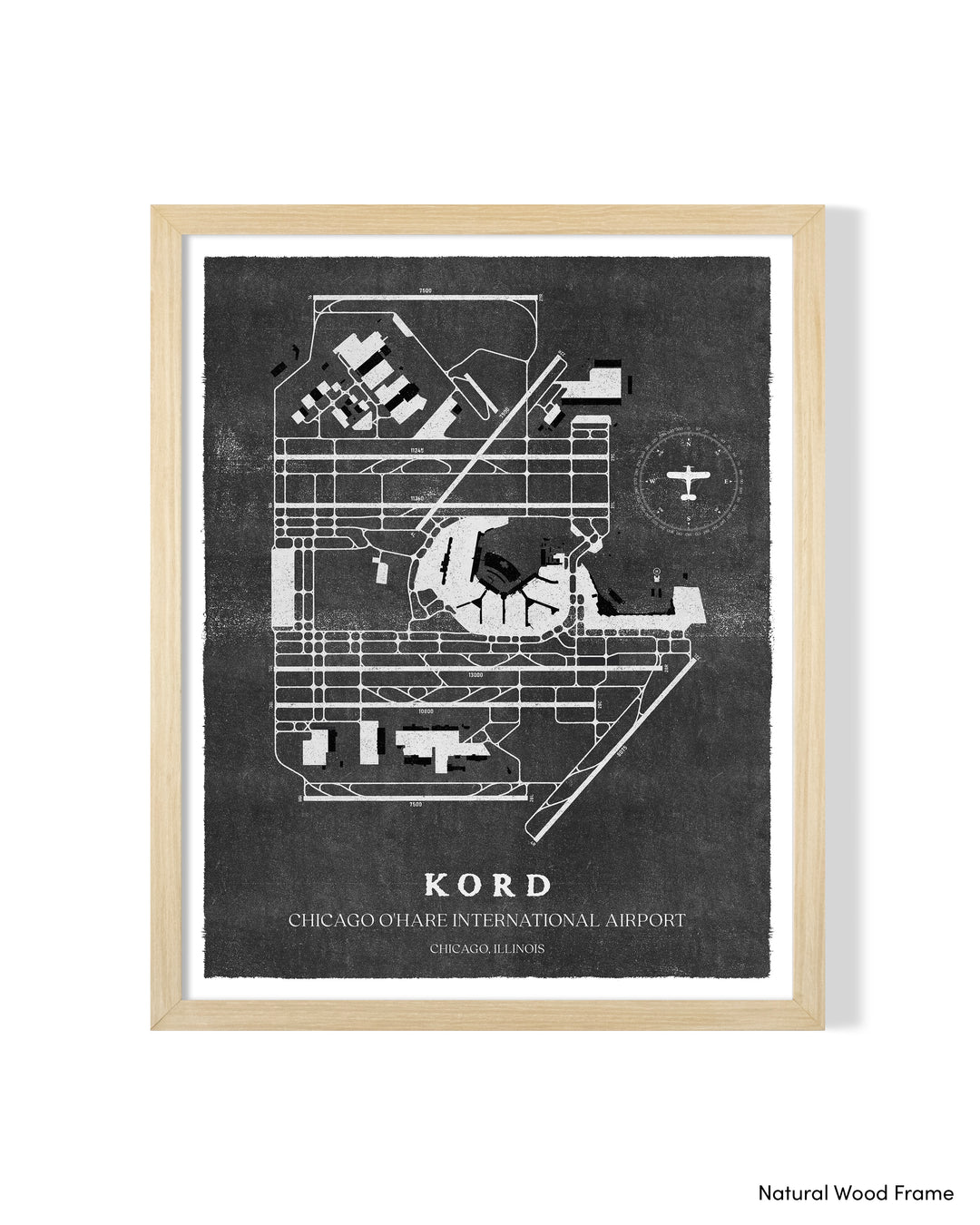 ORD Airport Map, Vintage Style, Chicago O'Hare International Airport Print
