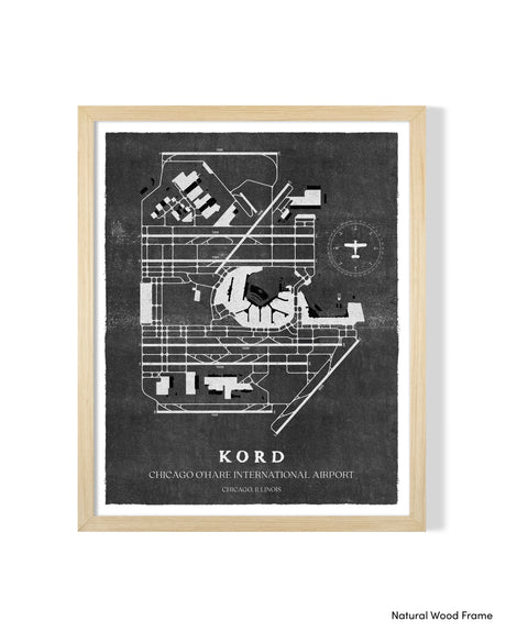 ORD Airport Map, Vintage Style, Chicago O'Hare International Airport Print