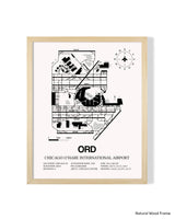 Detailed Airport Map of Chicago O'Hare International Airport (ORD) in White with a Natural Frame
