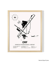 Detailed Airport Map of Norfolk International Airport (ORF) in White with a Natural Frame
