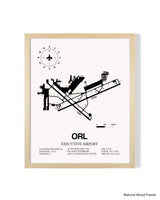 Detailed Airport Map of Executive Airport (ORL) in White with a Natural Frame