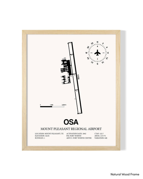 Detailed Airport Map of Mount Pleasant Regional Airport (OSA) in White with a Natural Frame