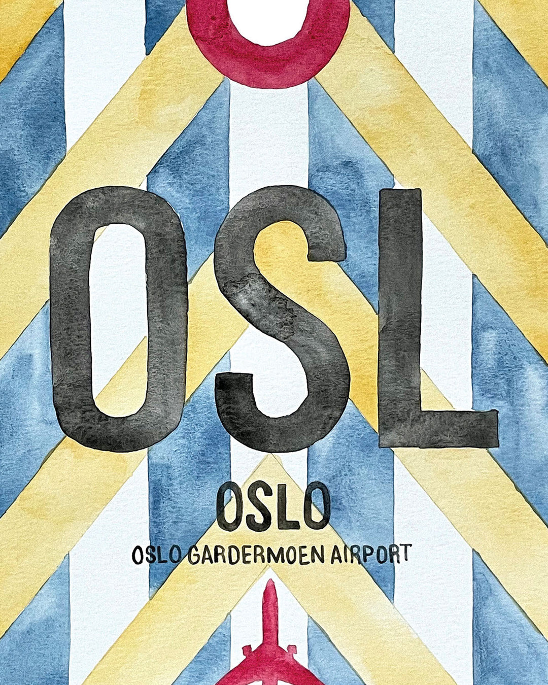 Closeup Watercolor Print of Oslo lufthavn Airport (OSL)