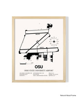 Detailed Airport Map of Ohio State University Airport (OSU) in White with a Natural Frame