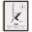 Framed Detailed Airport Map of University of Oklahoma Westheimer Airport (OUN) in White with a Black Frame