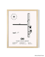 Detailed Airport Map of Starke County Airport (OXI) in White with a Natural Frame