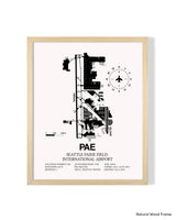 Detailed Airport Map of Seattle Paine Field International Airport (PAE) in White with a Natural Frame