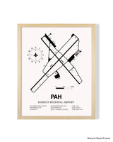 Detailed Airport Map of Barkley Regional Airport (PAH) in White with a Natural Frame
