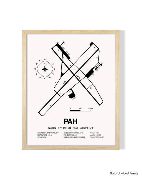 Detailed Airport Map of Barkley Regional Airport (PAH) in White with a Natural Frame