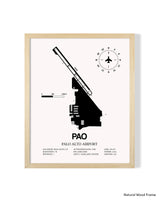 Detailed Airport Map of Palo Alto Airport (PAO) in White with a Natural Frame