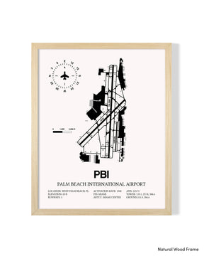 Detailed Airport Map of Palm Beach International Airport (PBI) in White with a Natural Frame