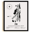 Framed Detailed Airport Map of Palm Beach International Airport (PBI) in White with a Black Frame